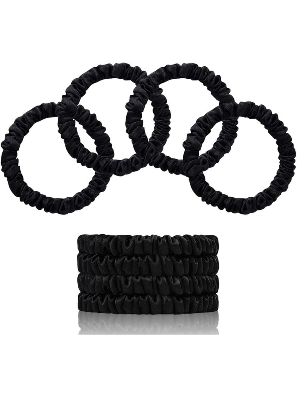 Luxurious 100% Mulberry Silk Hair Ties & Scrunchies Set - 4PCS for Women